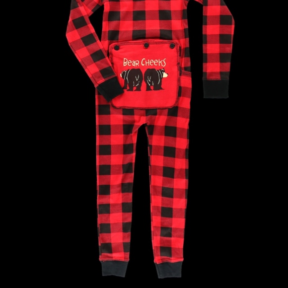 LazyOne Bear Cheek Plaid Kid Onesie Flapjack - Picture 4 of 4